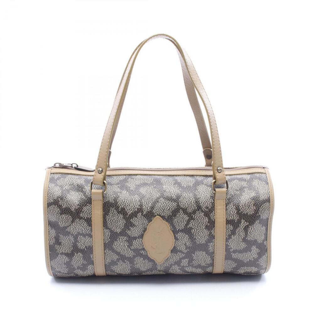 Saint Laurent Yves leopard Handbag canvas leather black Khaki Green